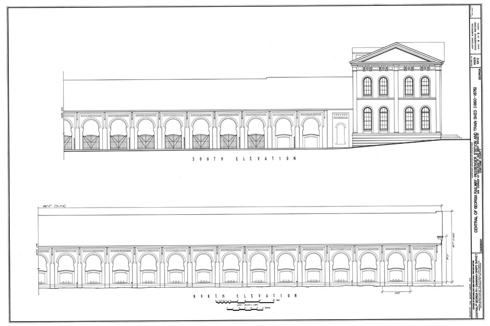 Railway Train Shed, Central Station, Savannah, GA, printed plans