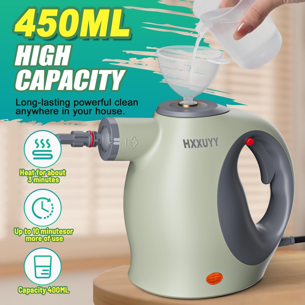 Multi-Surface Handheld Pressurized Steam Cleaner with 13 PCS Accessory ，Porta...