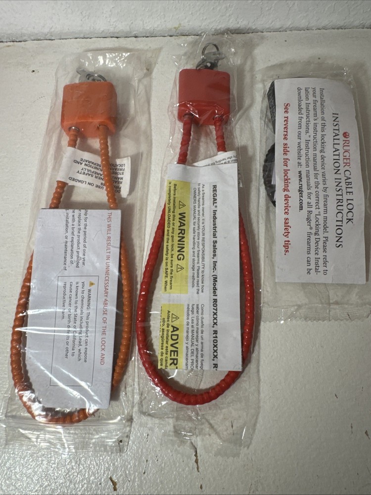 Gun Cable Lock With Keys Pack Of 3