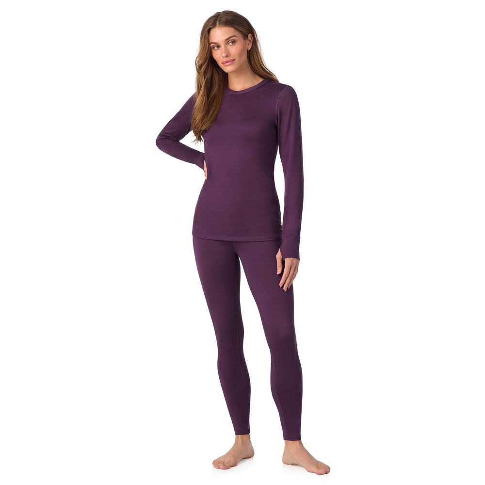Womens Thermal Long Johns Set - Fleece Lined Base Layer, Purple, M