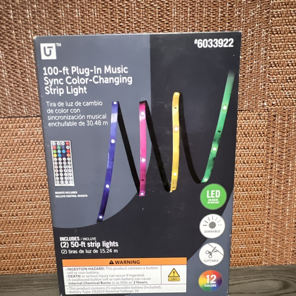 Utilitech 100-ft Plug-In Music Sync Color-Changing LED Light Strip Model 6033922