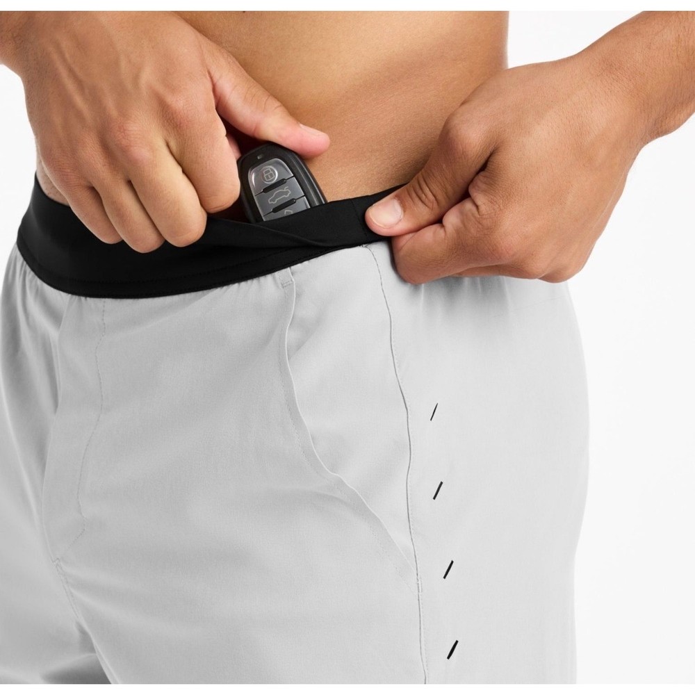 Ten Thousand Interval Short Mens Medium Light Grey 7 inch Inseam Lined Workout
