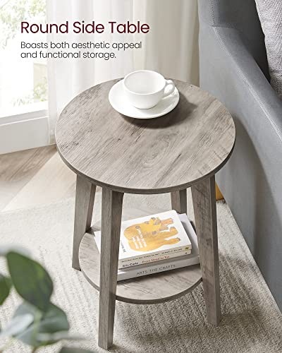 MAEZO Collection - Side Table, 2-Tier Small Round End Table, Greige 1 Pack