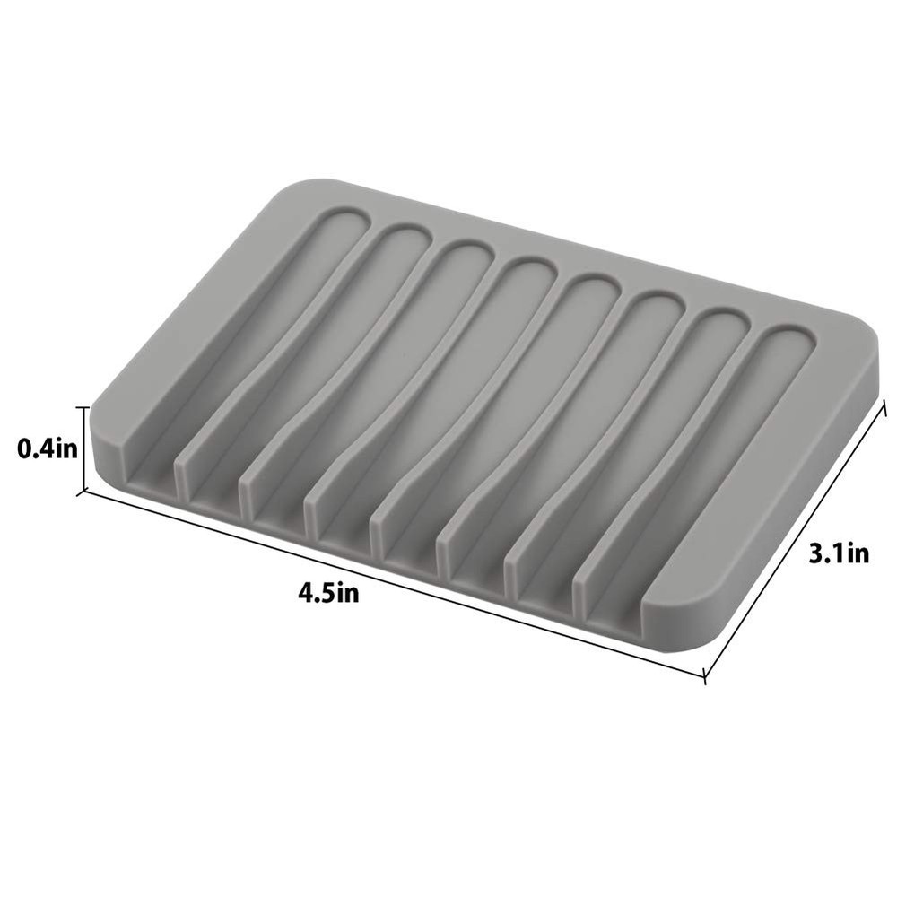 3PCS Self Draining Soap Holder, Premium Silicone Dish, White, Grey, Blue