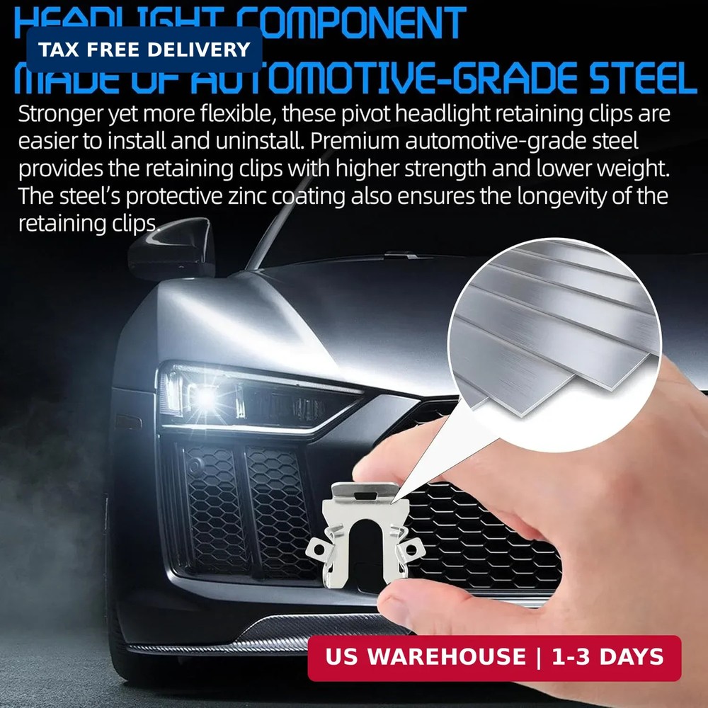 TonGass (6-Pack) Exact Replacement Pivot Headlight Retaining Clips Compatible wi