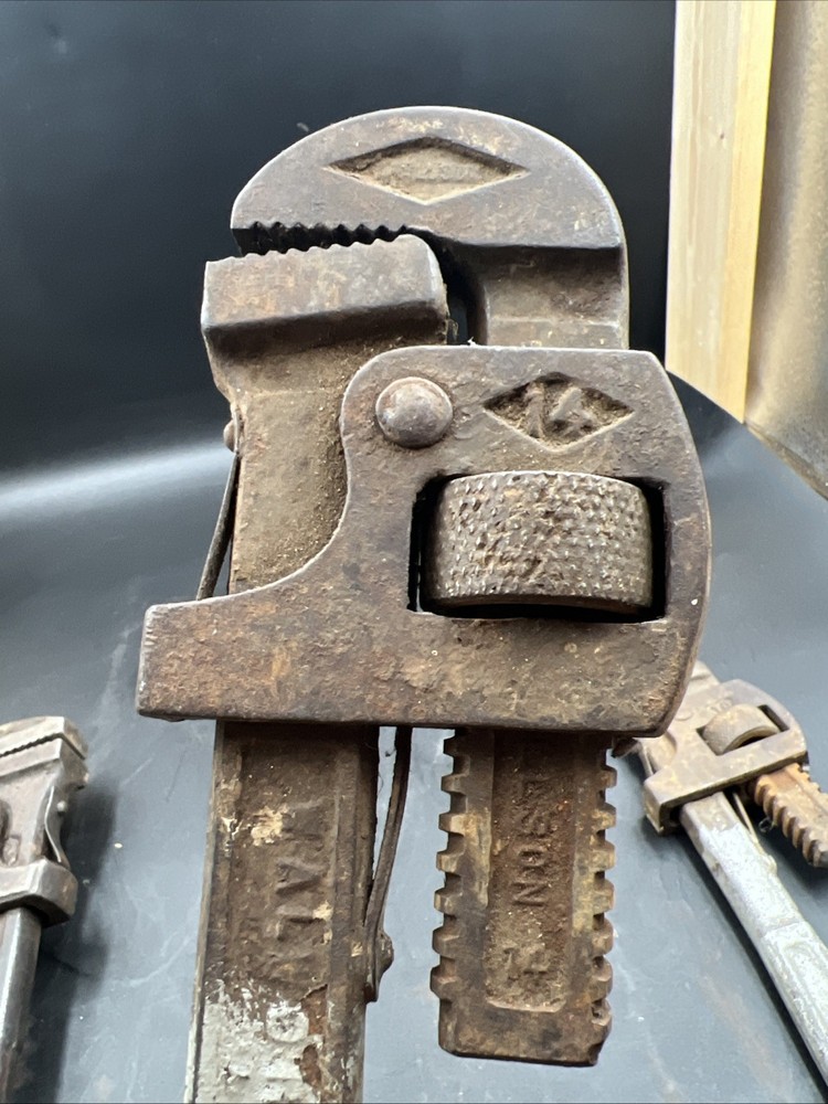 Vintage Lot 3 Pipe Monkey Wrenches Stillson Walworth & Lectrolite Plumbers Tool