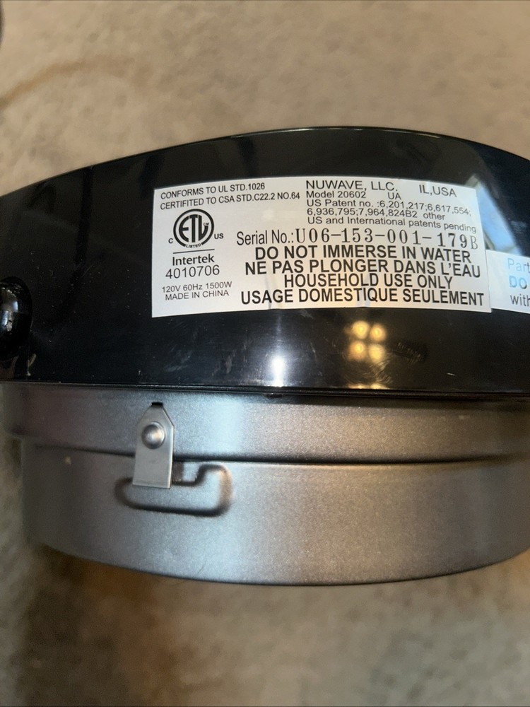 Nuwave Pro Plus Infrared Oven Model 20602 Black Replacement Motor Head ONLY