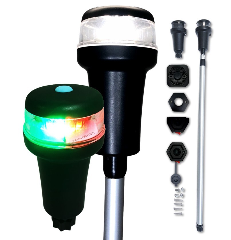 Pactrade Marine Navigation Light Adhesive Base LED AA Battery Bicolor & White