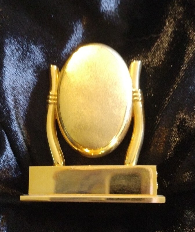 Vintage Vanity Mirror Gold Tone Mini Clock