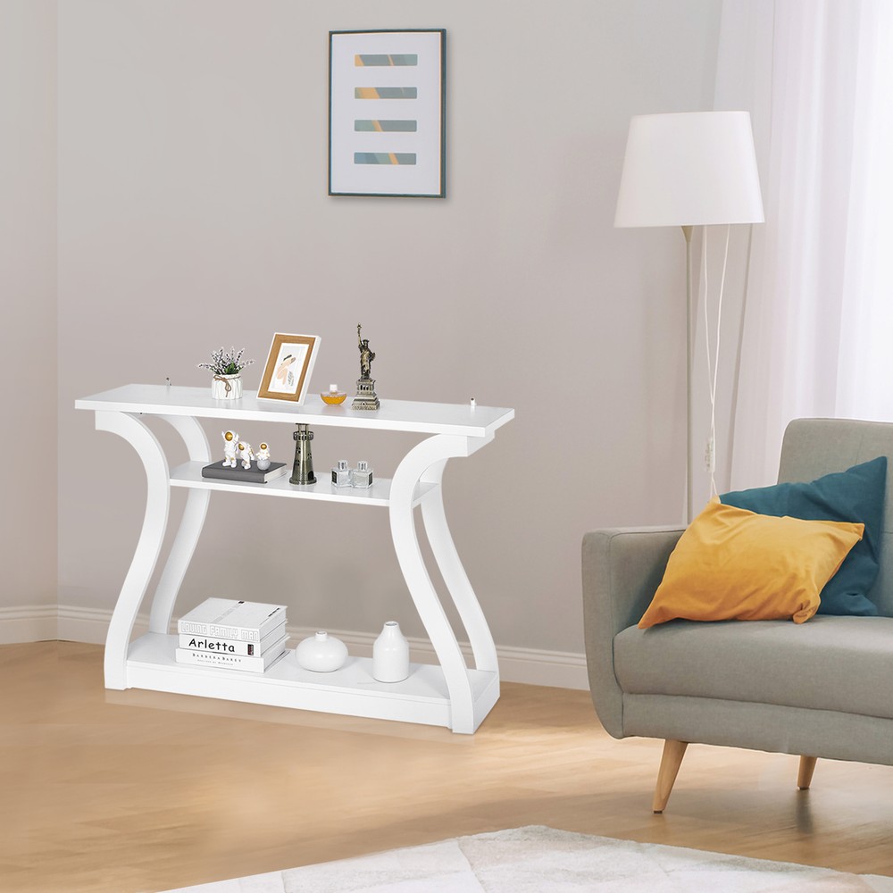47" Accent Table Console Table Side Table Curved Legs Shelf Hallway 3 Colors