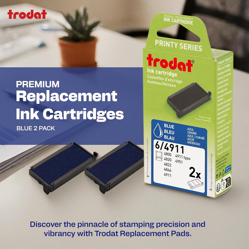 Replacement Pads, Printy 4911 Stamp, 2 Pack, Blue
