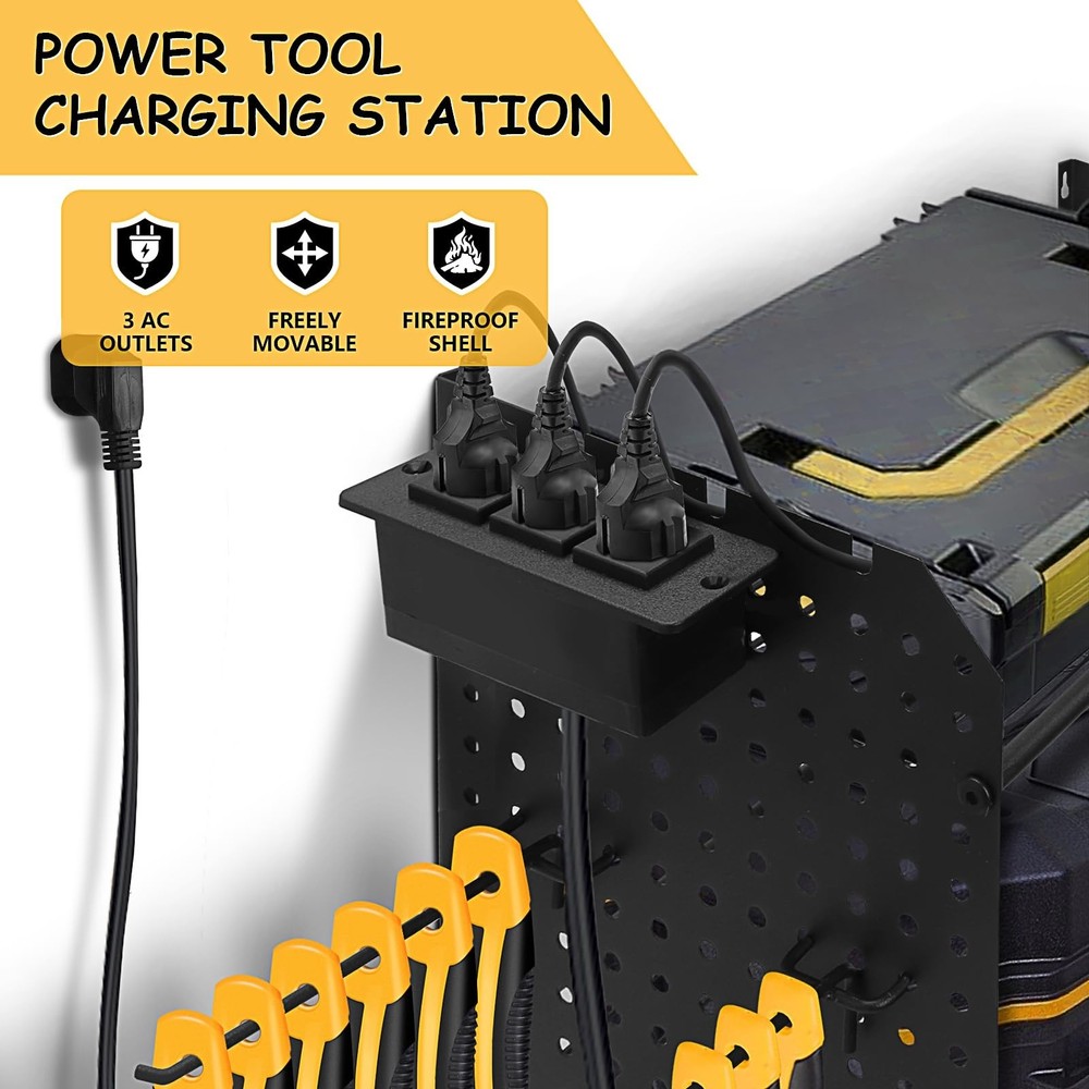 Power Tool Organizer Wall Mount, 3 Layer Tool Storage Rack, Drill Bit Heavy D...