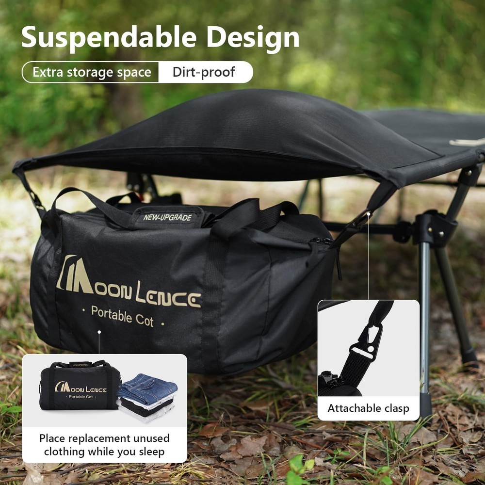 Durable Portable Camping Cot - Adjustable Height, Easy Setup, 330 lbs Capacity