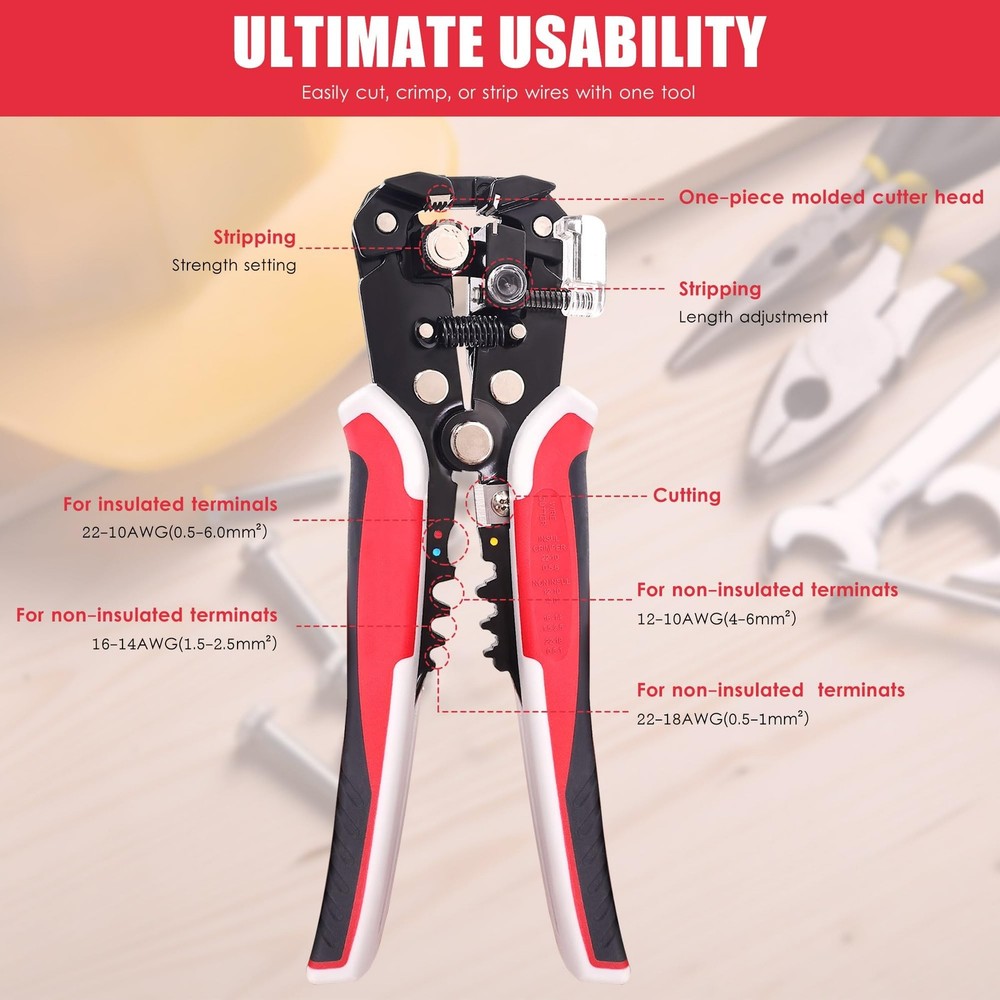 201PCS Wire Stripper Tool Kit,Self-Adjusting 8" Automatic Wire Stripping Tool...