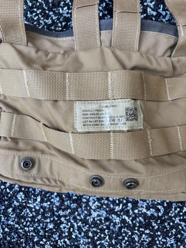 USMC Assault Pack Tactical Backpack Coyote Brown MOLLE Zip Closure