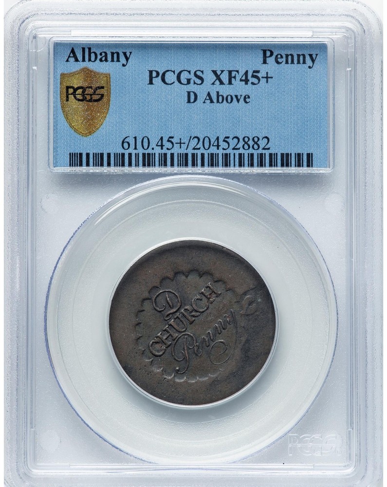 ALBANY D ABOVE PENNY PCGS MS 45+ BN
