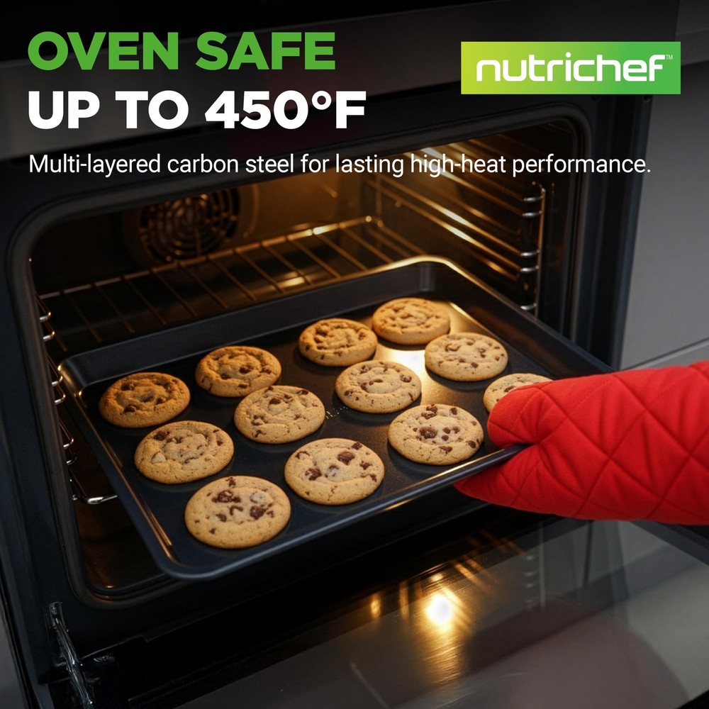 NutriChef 2-Piece Baking Sheet Non Stick - Premium Set, Blue Diamond
