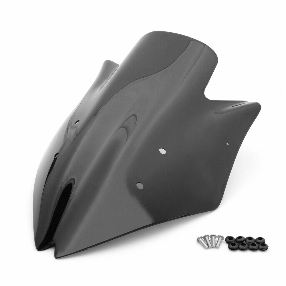 Black Double Bubble Windscreen Windshield ABS For Kawasaki Z1000 2007-2008