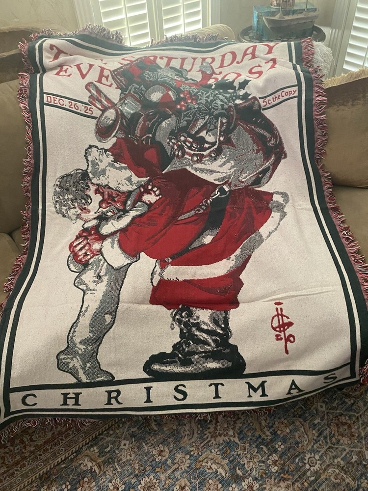 The Saturday Evening Post Decorative Santa Heavy  Throw