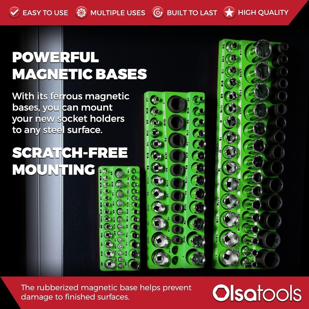 Magnetic Socket Organizer | 6pc Socket Holder Kit | 1/2-Inch, 3/8-Inch, & 1/4...