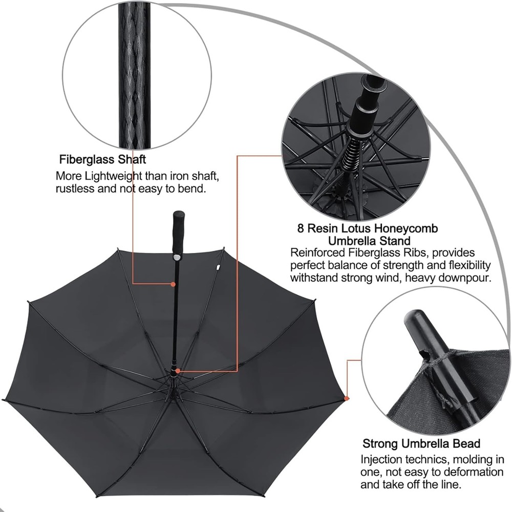 Modern Golf Umbrella - Lightweight Pongee Fabric, Polyester