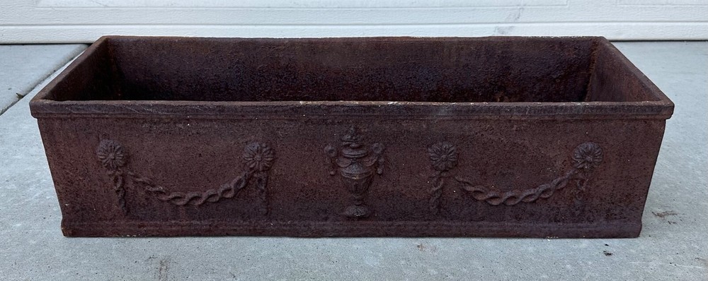 French Louis Seize Cast Iron Rectangular Planter, 19th Century