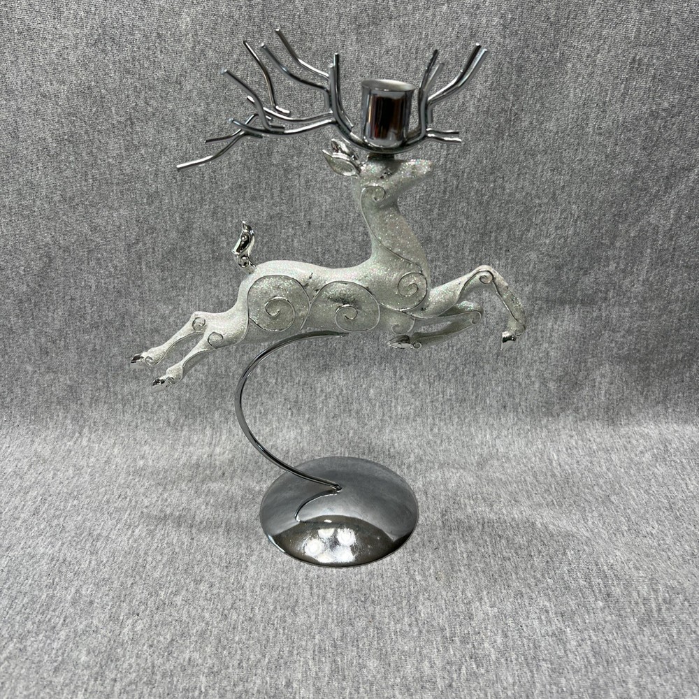 Deer Candle Holder Christmas Glitter 12”