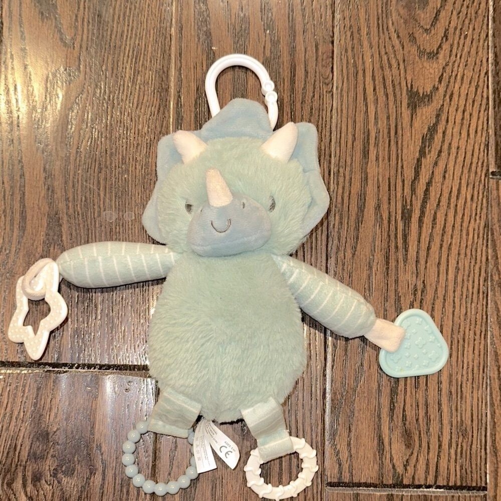 Plush Dinosaur Toy with Teether - Green