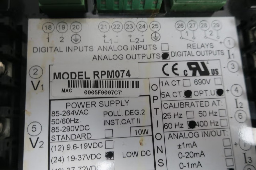 Satec RPM074 Remote Power Meter 19-37v-dc