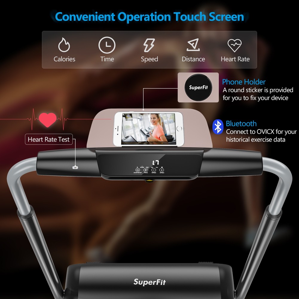 Folding 3HP Treadmill Compact Walking Jogging Machine W/Touch Screen APP Control