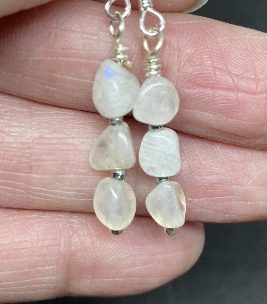 Blue Moonstone Genuine Stone Handmade Earrings
