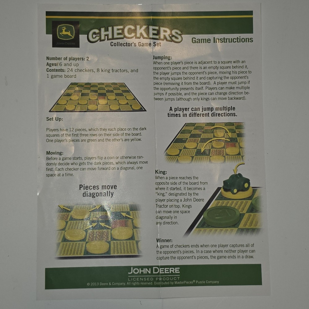 John Deere Tactors Checkers By Masterpieces Puzzle Co Complete