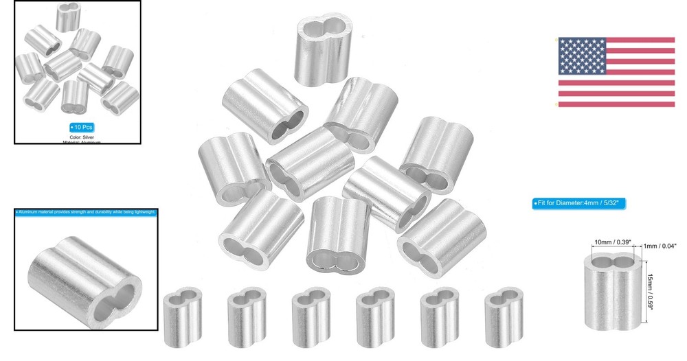 10pcs 4mm Aluminum Crimping Loop Sleeve - Durable Wire Rope Ferrule Connectors
