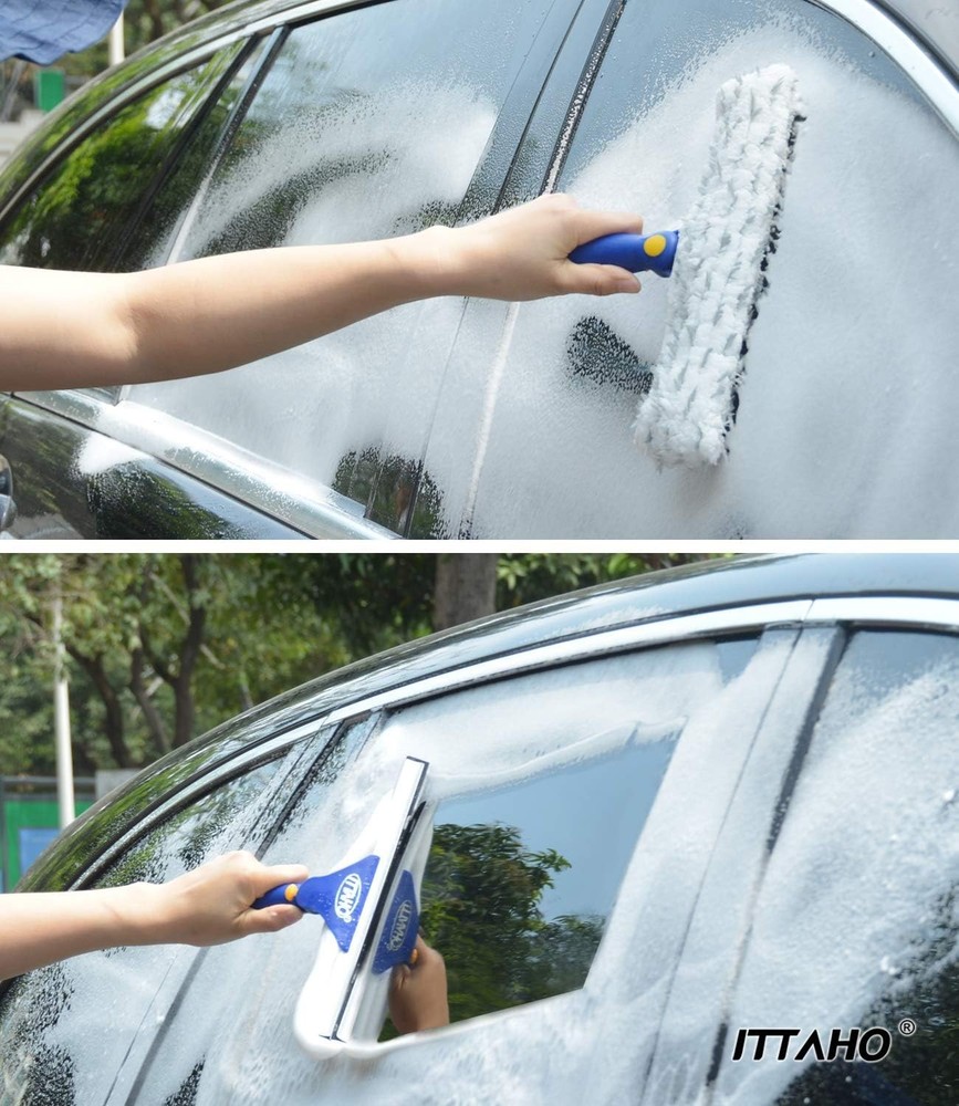 High Window Cleaning Tool with 12-Inch Squeegee and Stainless Handle