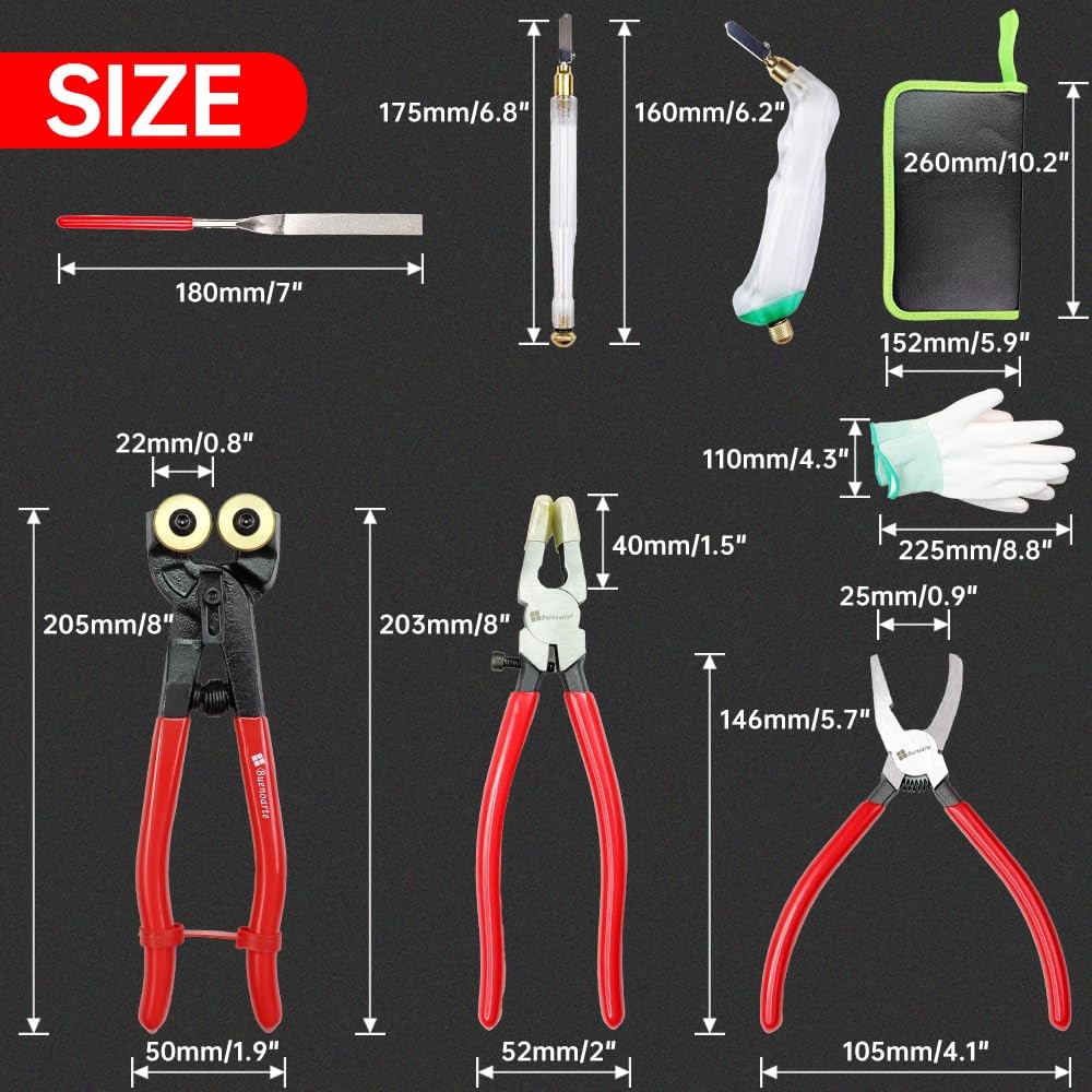 Professional 21Pcs Stained Glass Tool Kit，Heavy Kit