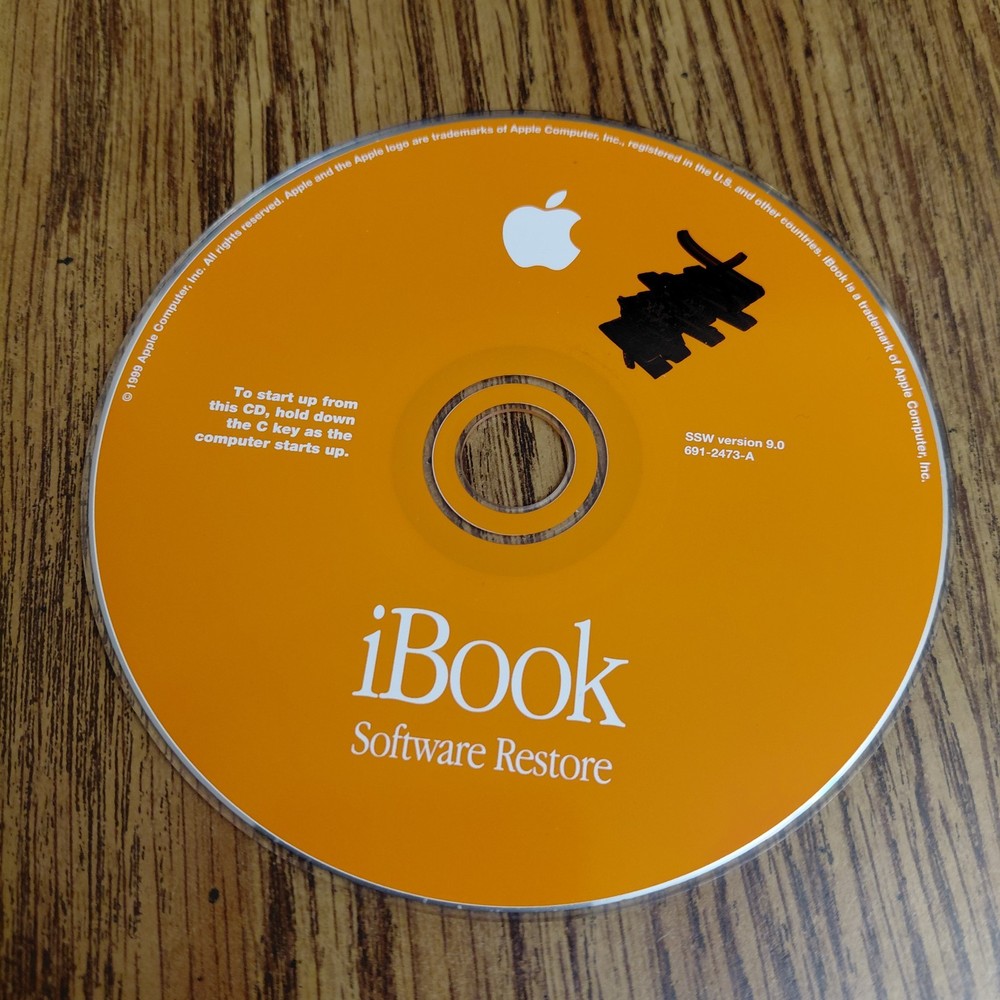 Apple Mac iBook Software Restore SSW Version 9.0 691-2473-A 1999 Disc Only