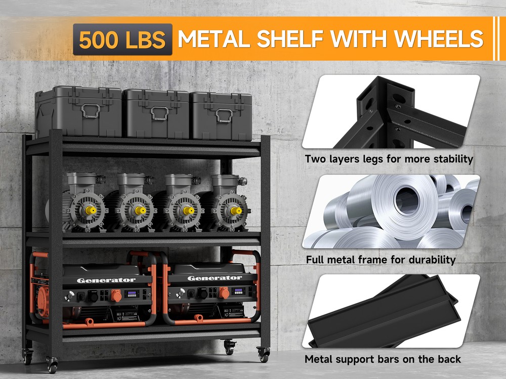 Metal Garage/Warehouse Storage Rack Unit Rolling Shelving Tool Storage Organizer