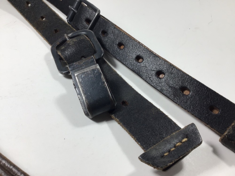 Post WW2 Austrian Y- Strap Leather Suspenders - 1959