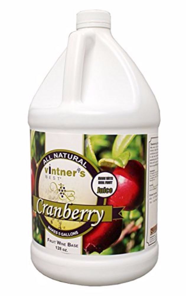 Vintners Best Fruit Wine Base Cranberry for Home Wine Making 128 oz. Jug