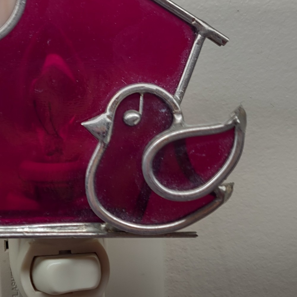 Vintage Stain Glass Ruby Red Night Lights Wall Plug In Nightlight