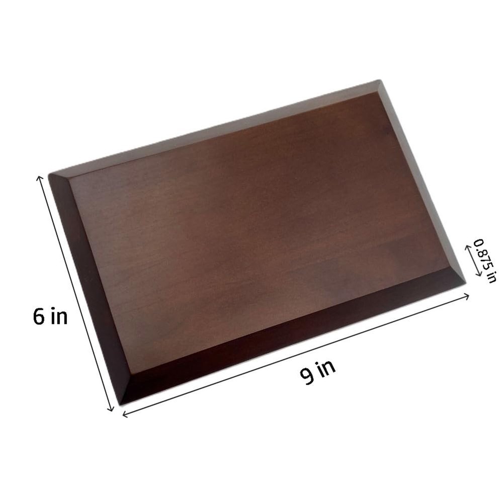 Dark Brown Solid Cherrywood Pedestal, Rectangular Wood Display Base with Beve...