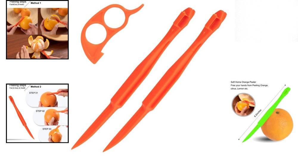 Long Handle Orange Peeler - Effortless Citrus & Fruit Slicing - 2 Pack