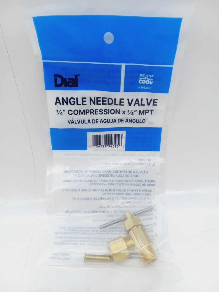 New- Dial- Max Cool- Angle Needle Valve- 1/4" Compression x 1/8" MPT- 94395