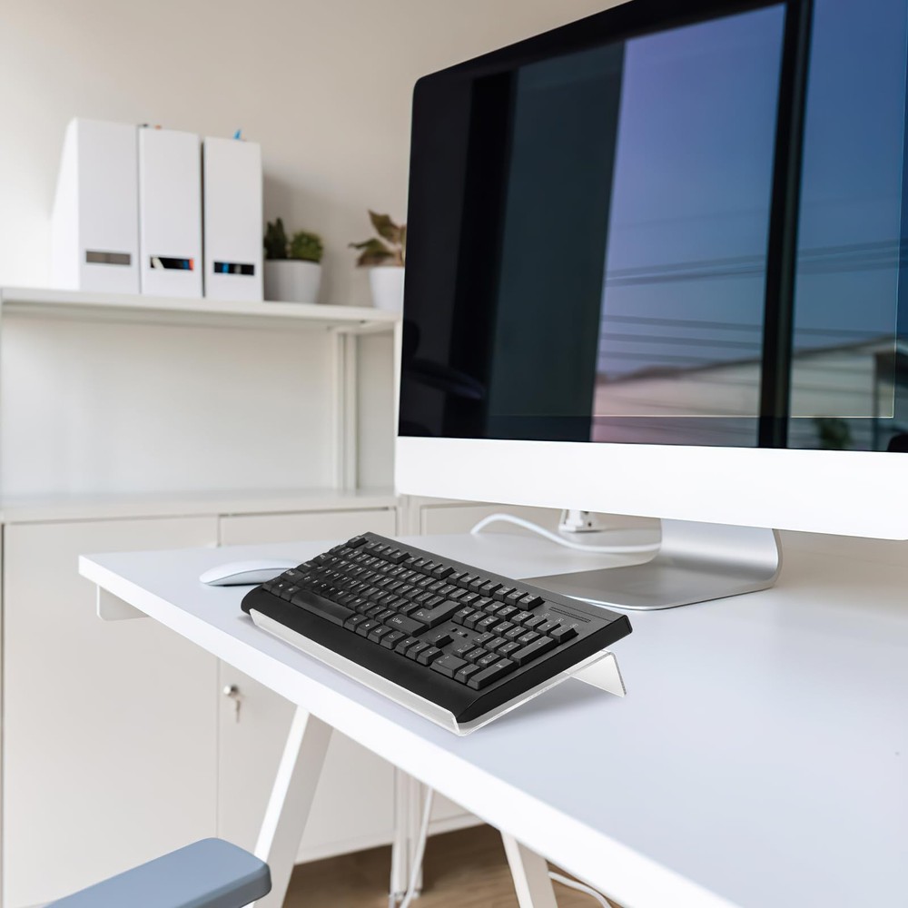 2 Pack Tilted Computer Keyboard Stand Clear Acrylic Keyboard Tray Holder