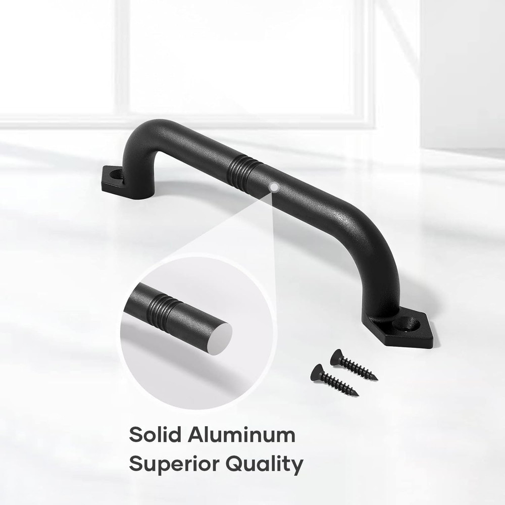 10" Barn Door Pull Handle, Rustic Black Cast Iron Grab, Gate Handles, Easy Insta