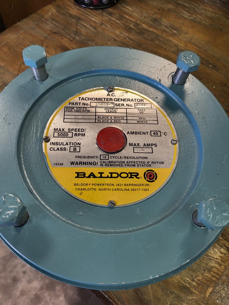 BALDOR A.C. TACHOMETER GENERATOR PART NO: 10803-7