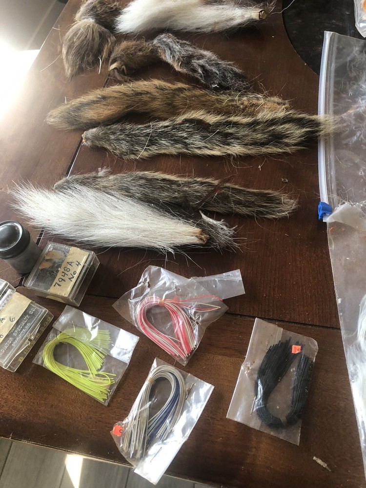 Large Lot vintage fly tying tools Feathers Fur Tools