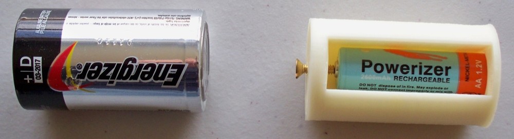 2pcs iSmartHome 3D Printed AA to Size D Battery Adapters, Introductory Special