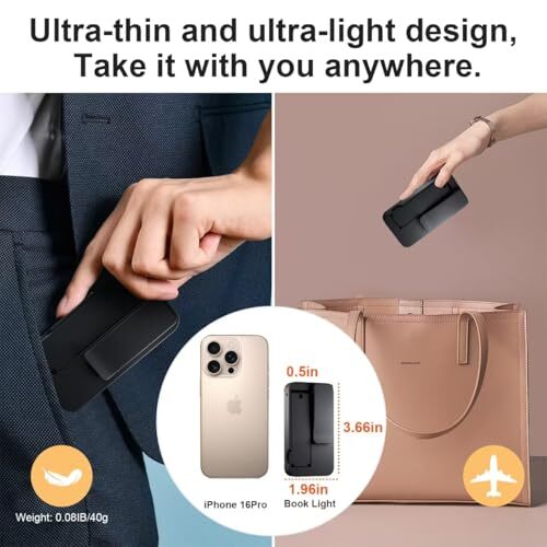 Rechargeable Book Light for Reading in Bed,Foldable Clip-On Reading Black