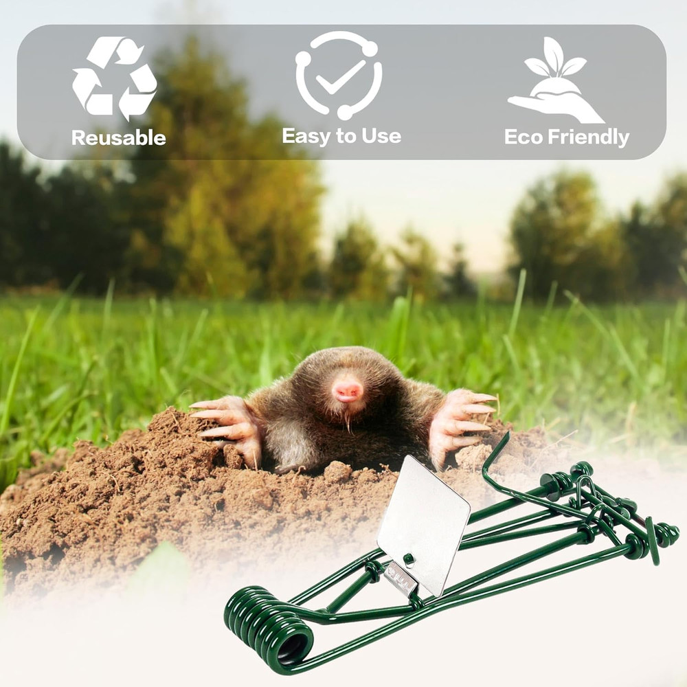 10 Pack Gopher Traps - Reusable Metal Gopher Trap, Easy Set Weather Proof Mole V